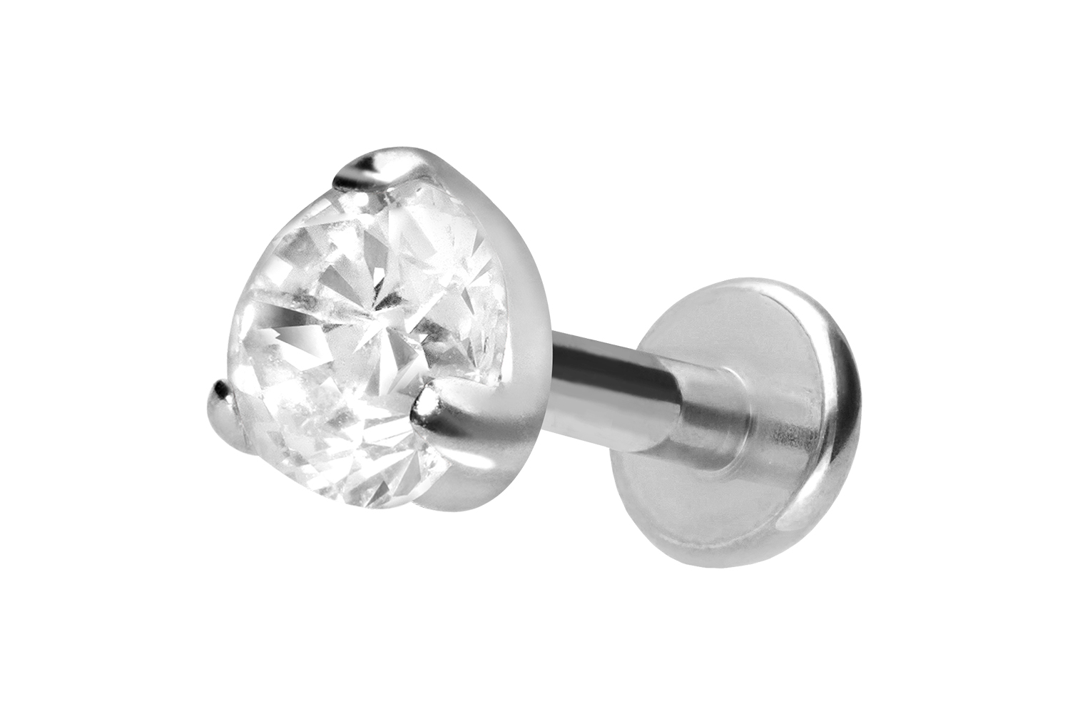 Titan Labret Piercing mit Innengewinde EINGEFASSTER KRISTALL